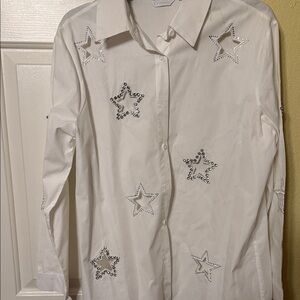 White Star Embellished Button-Up Shirt